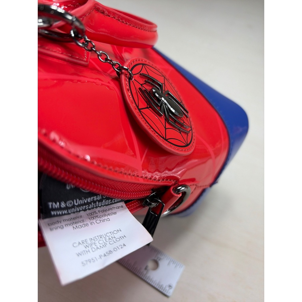 Marvel Spider-Man Red Blue Patent Dome Satchel Bag Universal Studios Purse - Picture 6 of 10